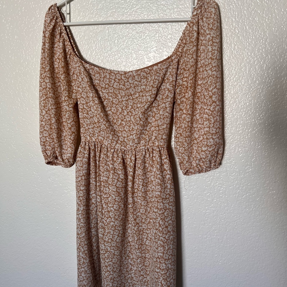 Forever 21 Brown Floral Long Sleeve Dress
